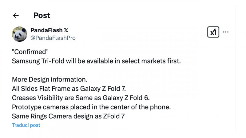 Il post di PandaFlash su Samsung Galaxy G Fold