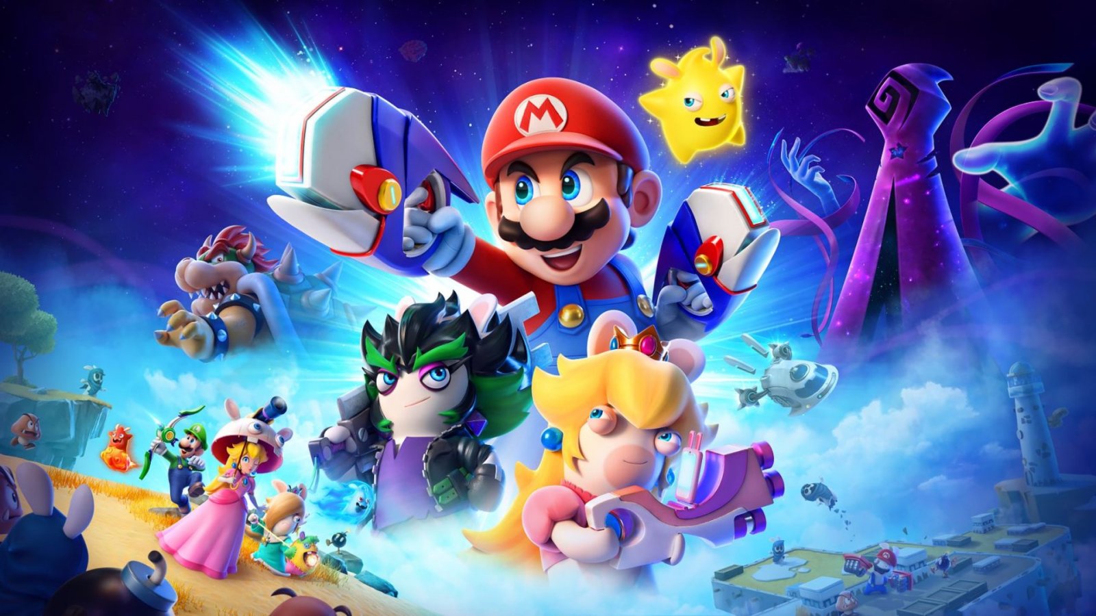 Mario e i Rabbids nell'artwork ufficiale di Mario + Rabbids: Sparks of Hope