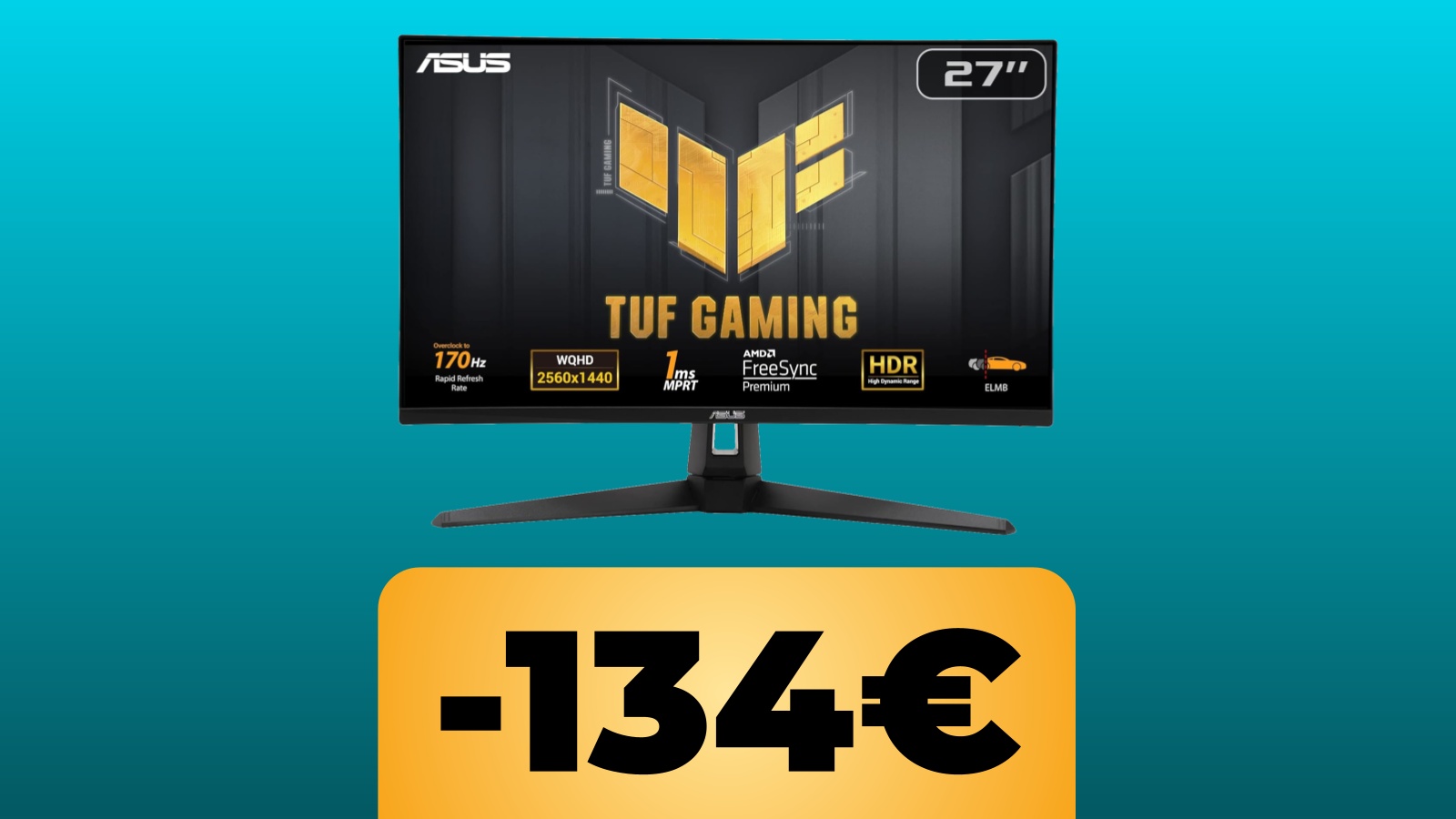 monitor ASUS TUF Gaming da 27 pollici a 170 Hz e lo sconto di Amazon