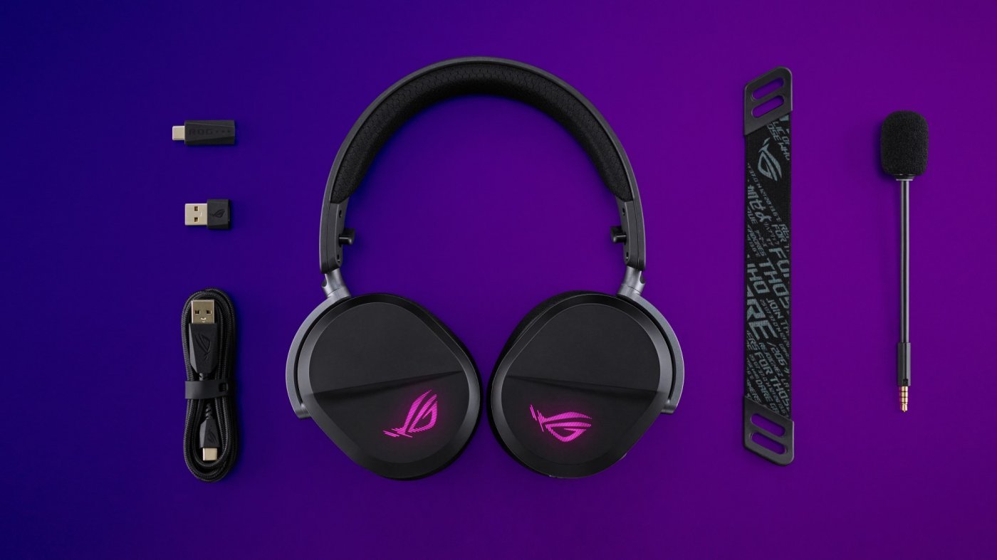 Il contenuto della confezione delle cuffie da gaming ASUS ROG Pelta