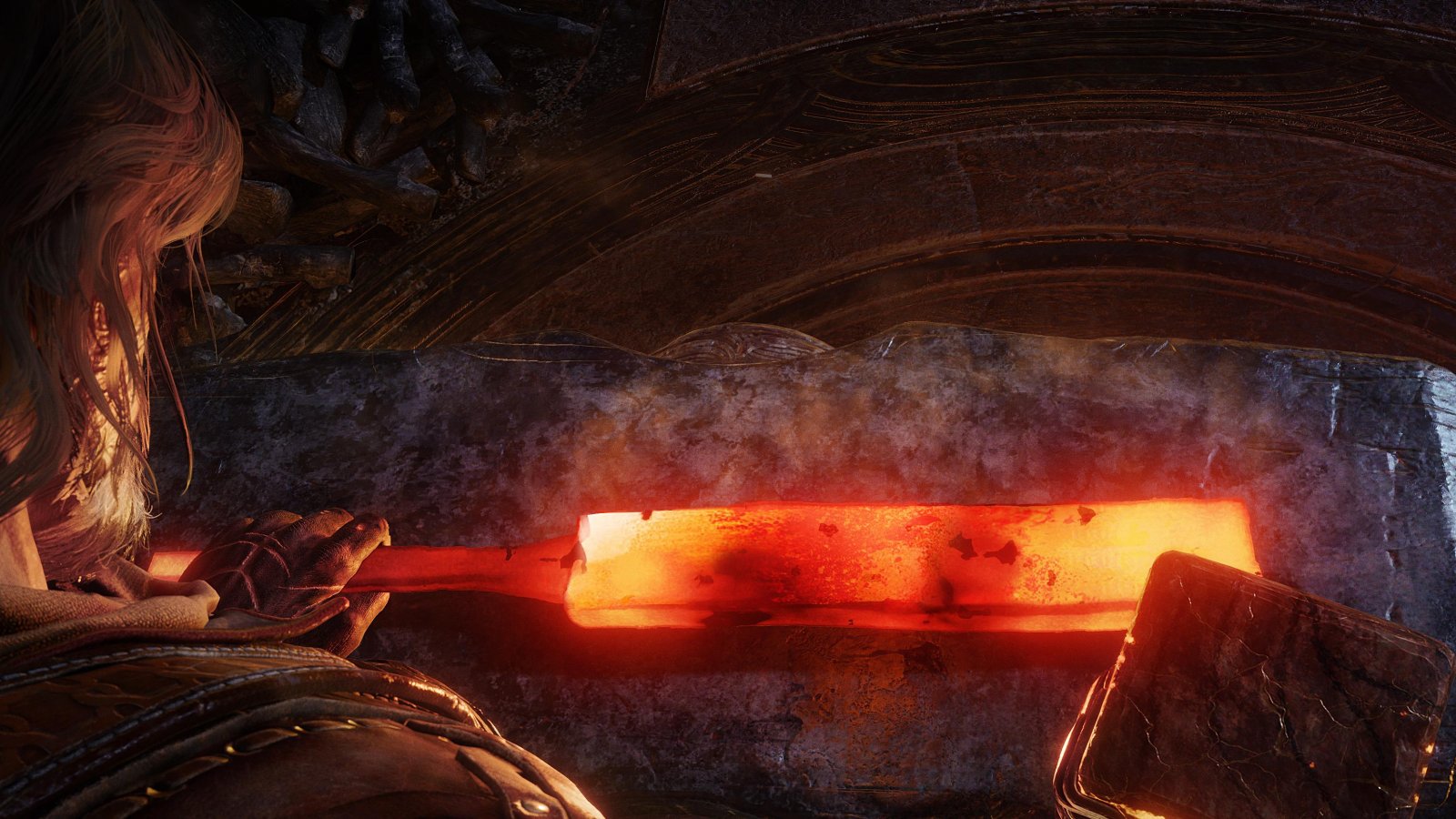 Il protagonista di Blades of Fire che forgia un'arma