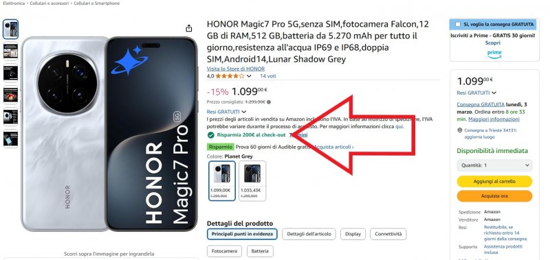 Lo sconto al checkout è attivo fintanto che vedete la scritta indicata con la freccia, su Amazon Lo sconto al checkout è attivo fintanto che vedete la scritta indicata con la freccia, su Amazon