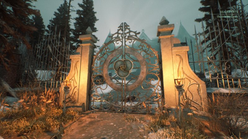 Il cancello che dovremo aprire nella demo di Stygian: Outer Gods