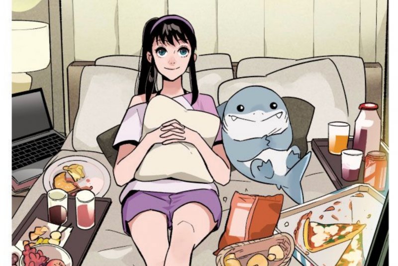 Jeff si rilassa sul letto con bibite e stuzzichini