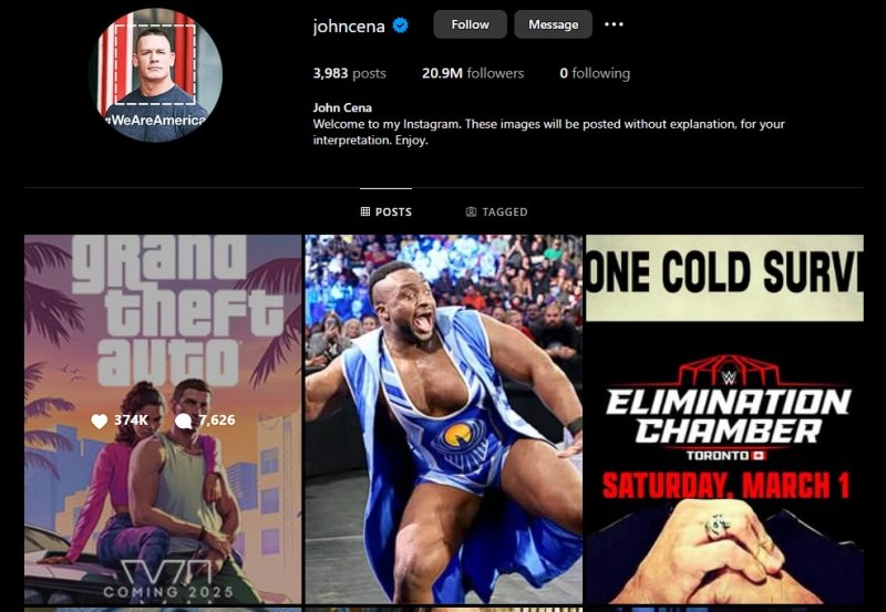 La pagina di Instagram di Cena