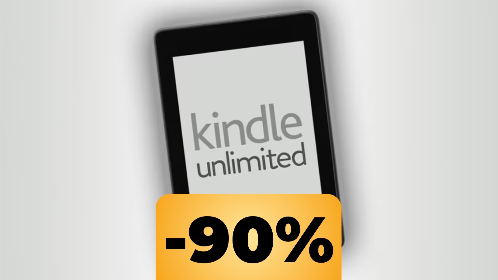 Un kindle con la scritta Kindle Unlimited e lo sconto