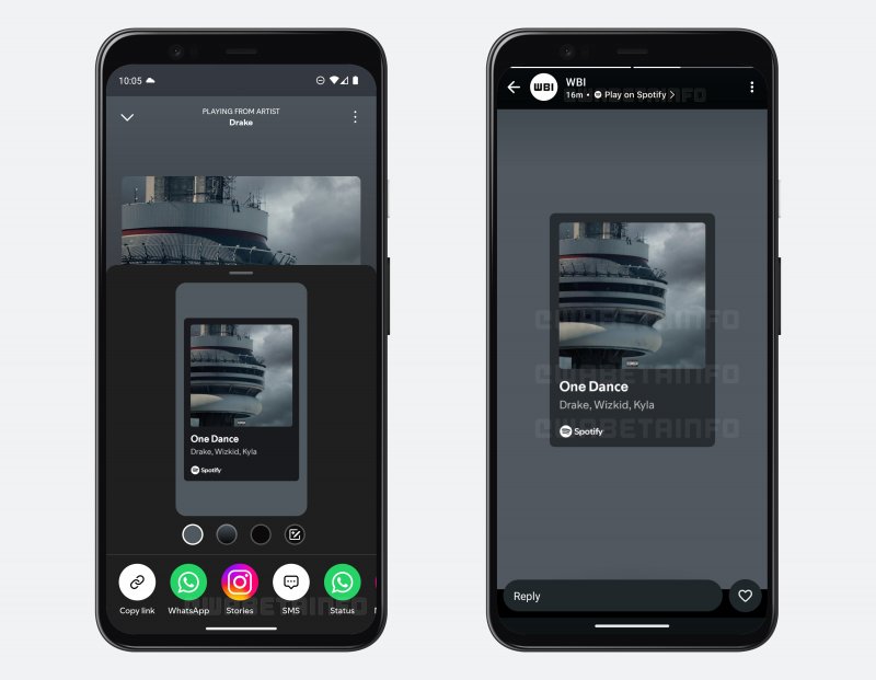Come apparirà la condivisione dei brani negli stati WhatsApp (fonte: wabetainfo)