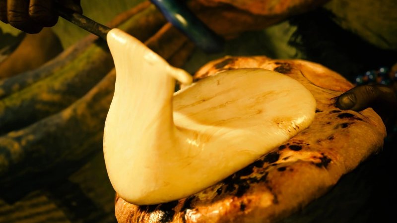 Il dettaglio estremamente accurato del formaggio filante del Kunafa cheese