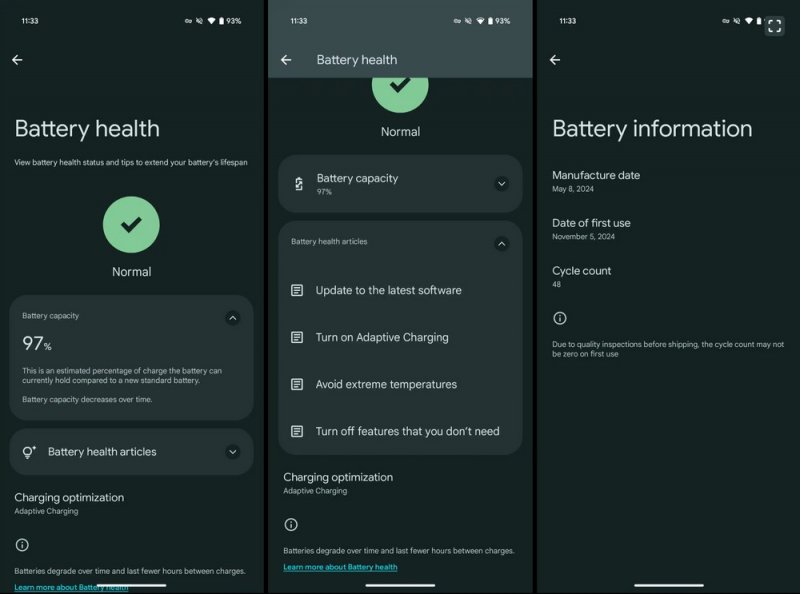 Come appare una nuova schermata con le informazioni sulla batteria