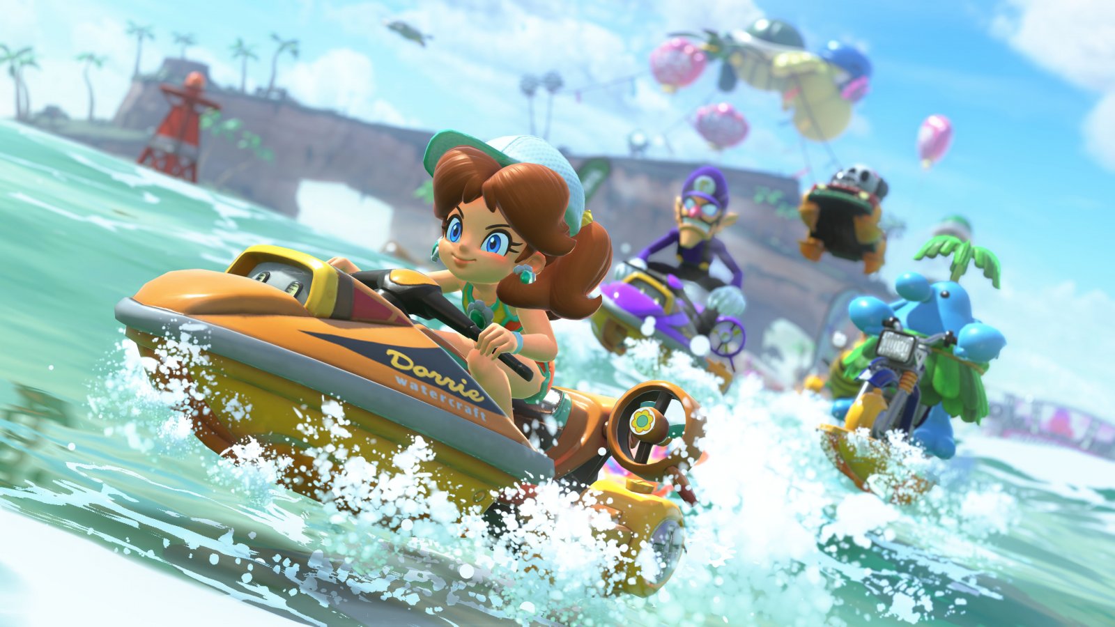 Una scena acquatica di Mario Kart World