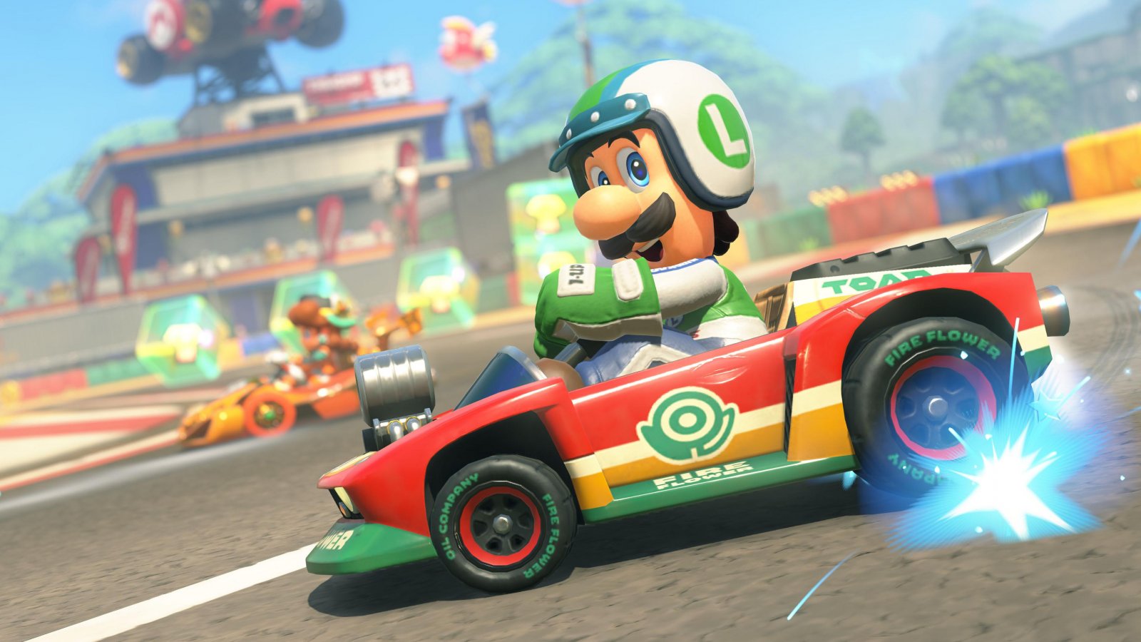 Luigi derapa in Mario Kart World