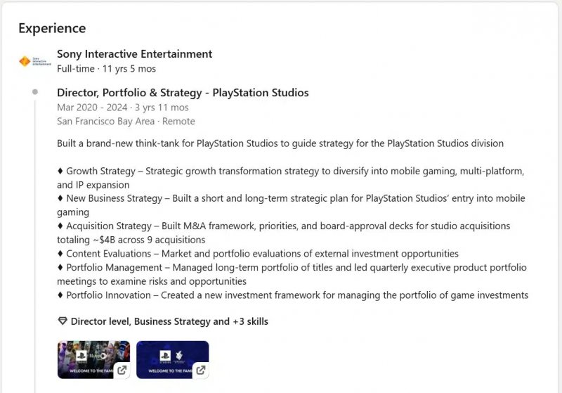 Il profilo LinkedIn di Eric McCall