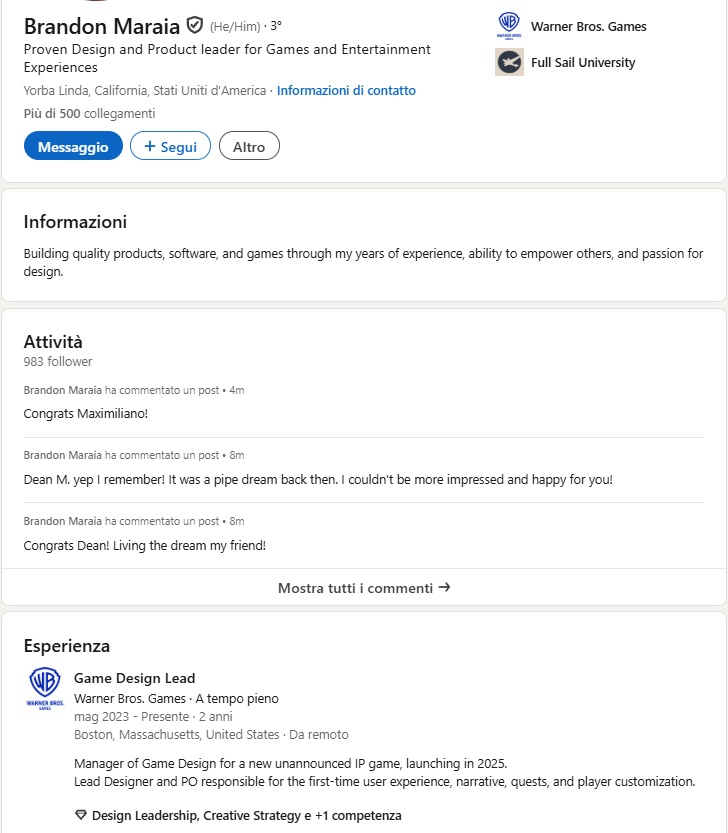 La pagina LinkedIn di Maraia La pagina LinkedIn di Maraia