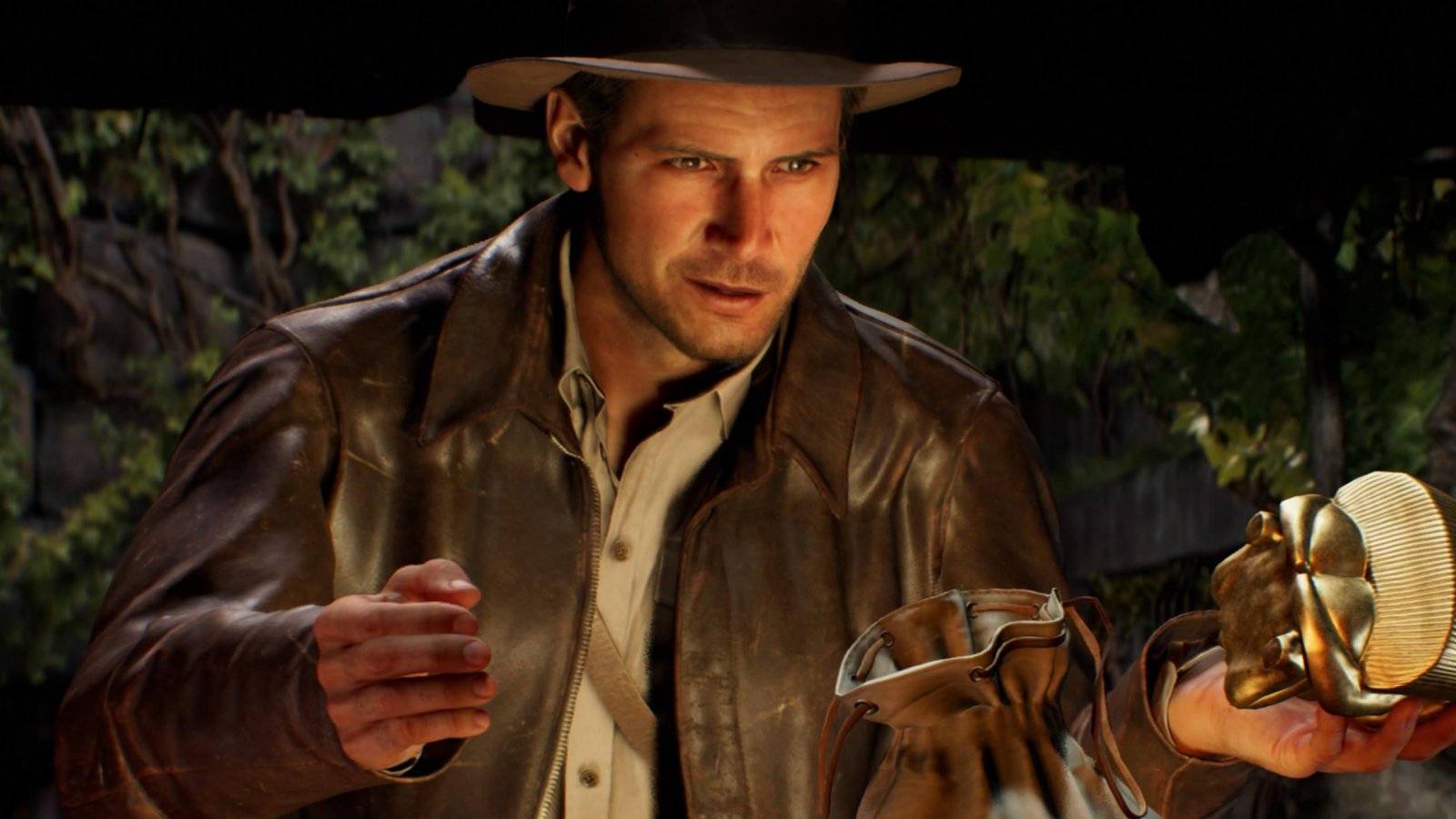 Indy in Indiana Jones e l'antico Cerchio con un sacchetto in mano