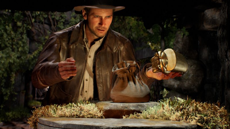 Il protagonista di Indiana Jones e l'antico Cerchio in una sequenza iconica