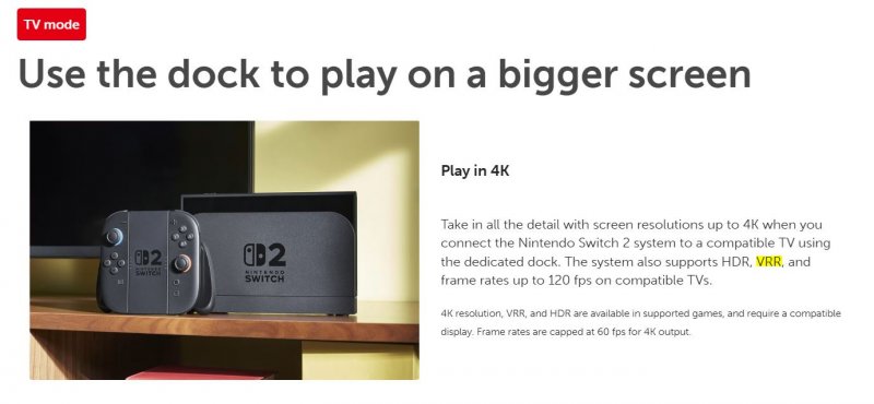 La vecchia descrizione del sito di Nintendo Switch 2