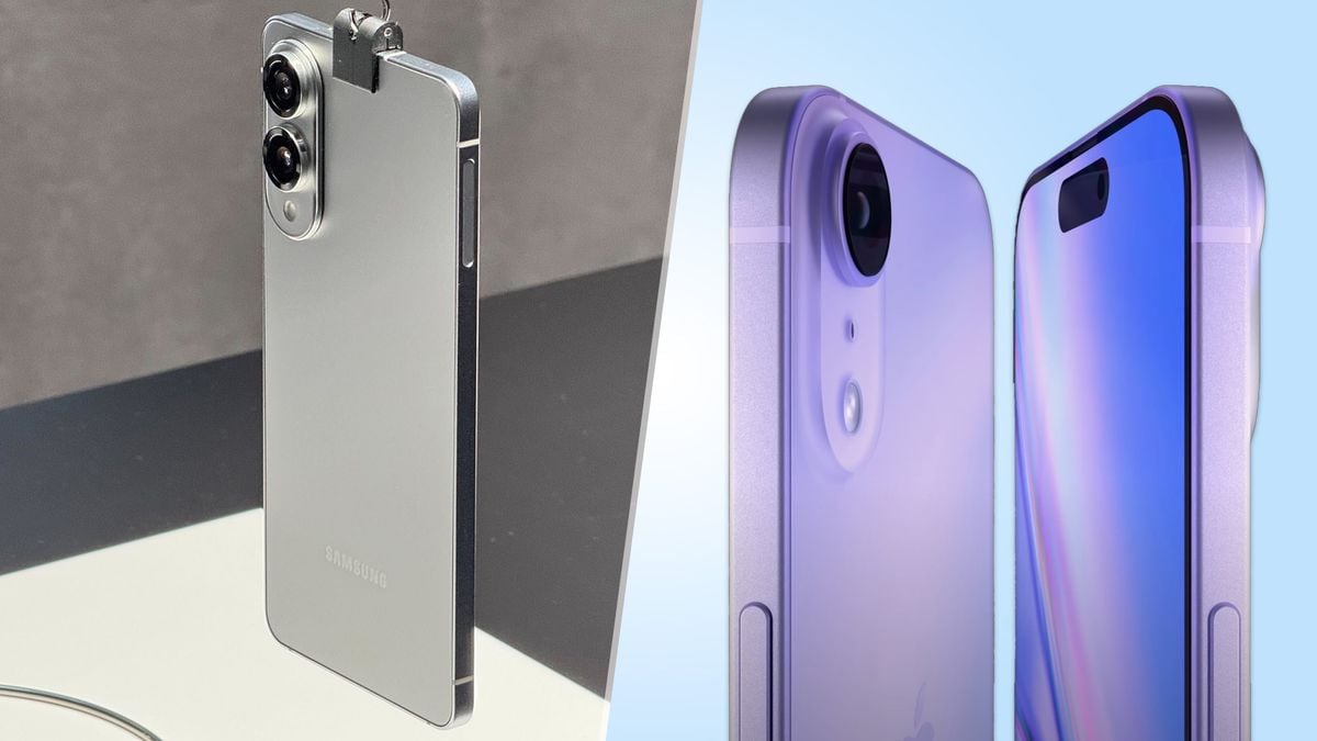 Samsung Galaxy S25 Edge e iPhone 17 Air, i mockup