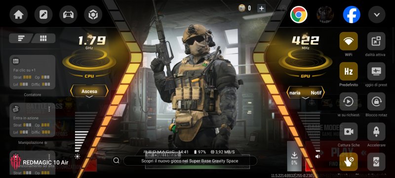 Il menu rapido Game Space è sempre al suo posto