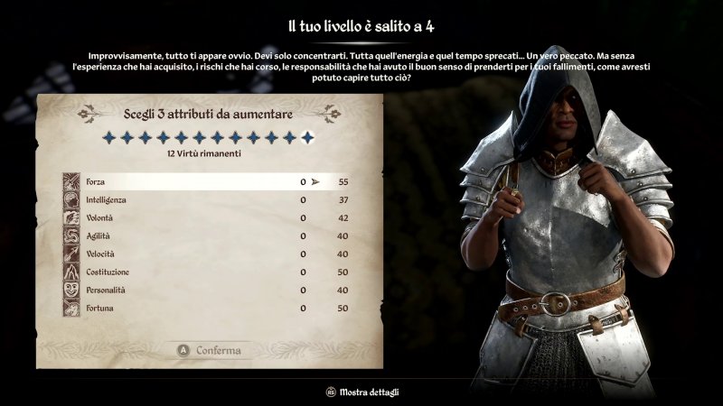 Il nuovo sistema di level up consente di allocare 12 punti attributo fissi a prescindere dalle abilità sviluppate