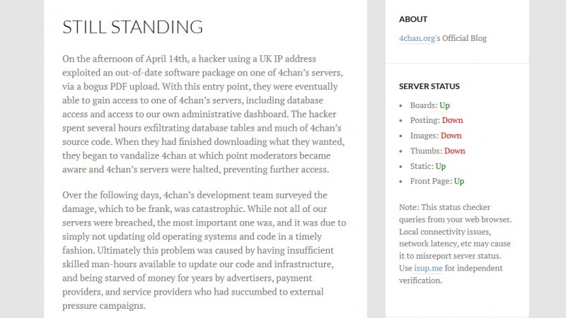 Il post del blog di 4chan