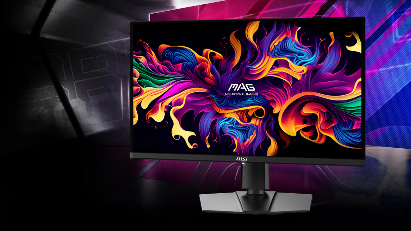 Il monitor MSI MAG 271QPX QD-OLED E2 visto frontalmente