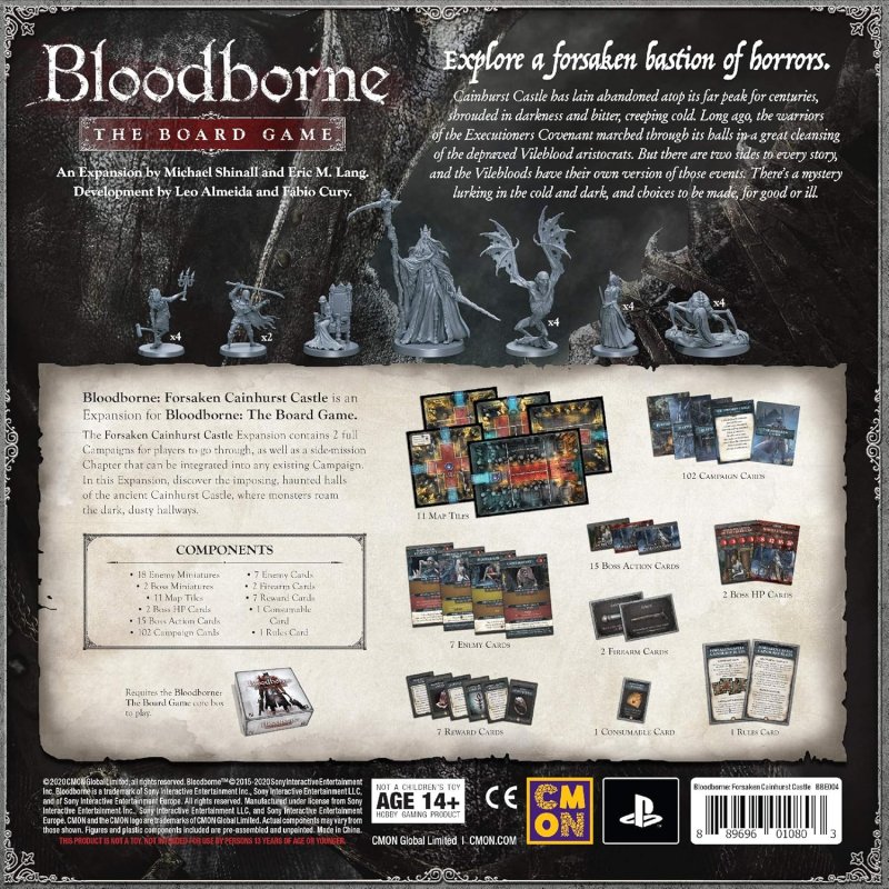 Il retro della scatola dell'espansione di Cainhurst Il retro della scatola dell'espansione di Cainhurst