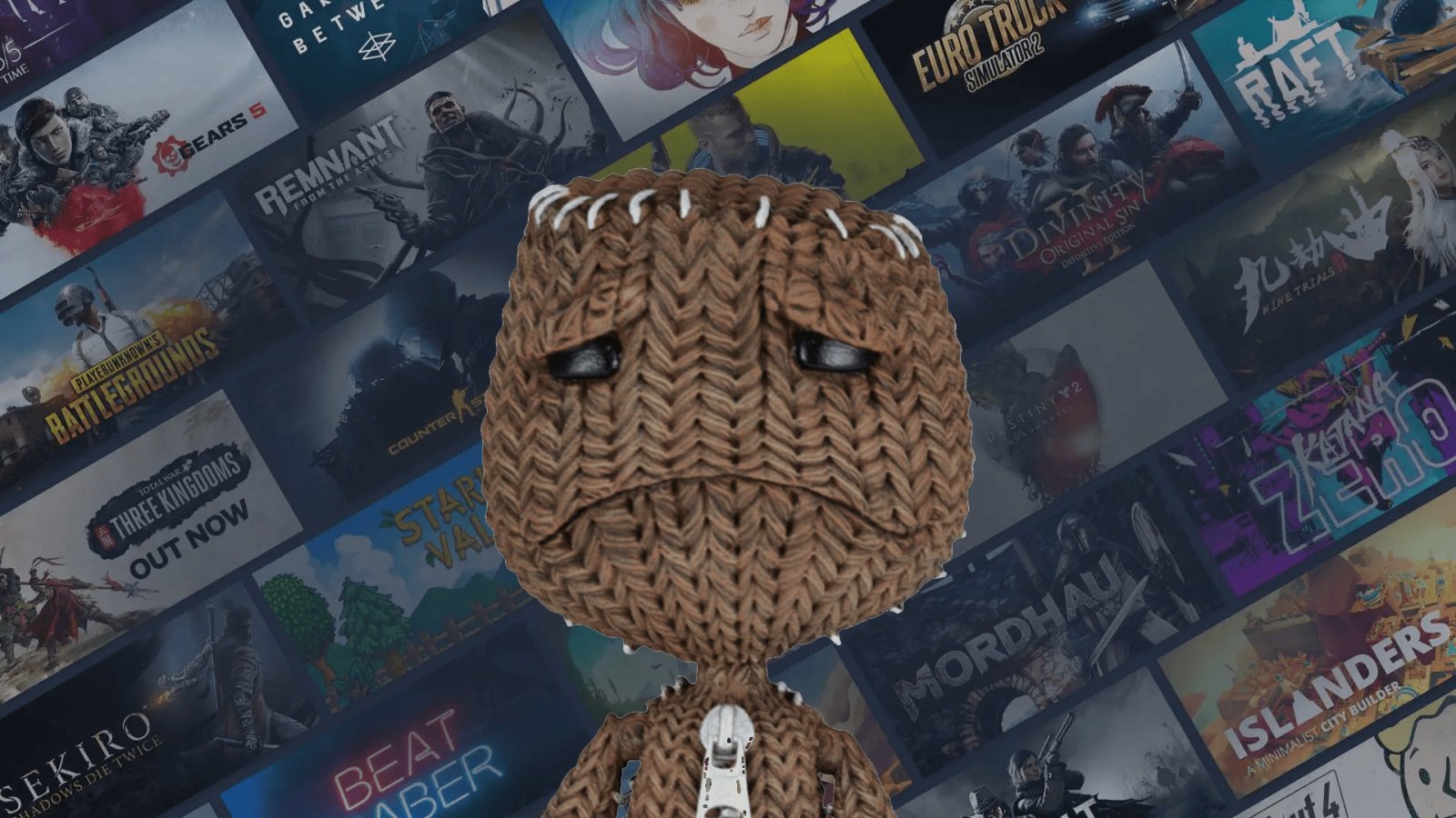 Sackboy con la faccia triste