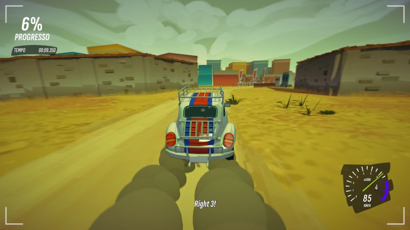 I colori caldi e leggermente acidi di uno degli scenari di Drive Rally