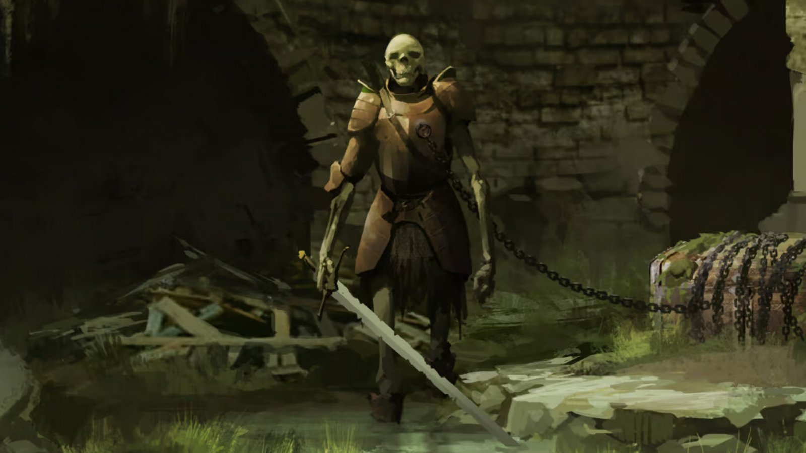 Uno scheletro di Skyblivion