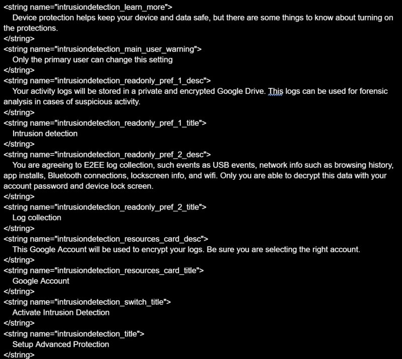 Il codice ricavato da Android Authority dall'APK