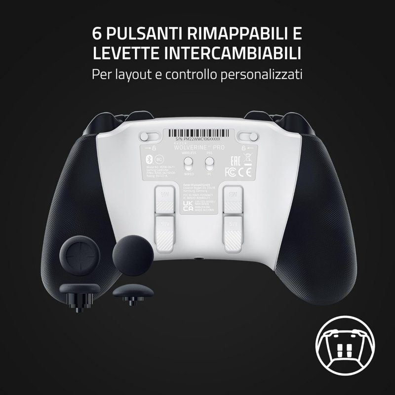 Il retro del Razer Wolverine V2 Pro Il retro del Razer Wolverine V2 Pro