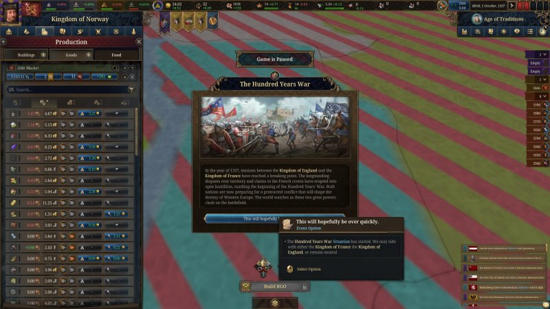 Oltre a imparare nuove meccaniche e nuova UI (non ancora definitiva), il problema più grande con Europa Universalis V lo abbiamo avuto con la gestione non molto chiara dell'industria e delle numerose merci disponibili Oltre a imparare nuove meccaniche e nuova UI (non ancora definitiva), il problema più grande con Europa Universalis V lo abbiamo avuto con la gestione non molto chiara dell'industria e delle numerose merci disponibili