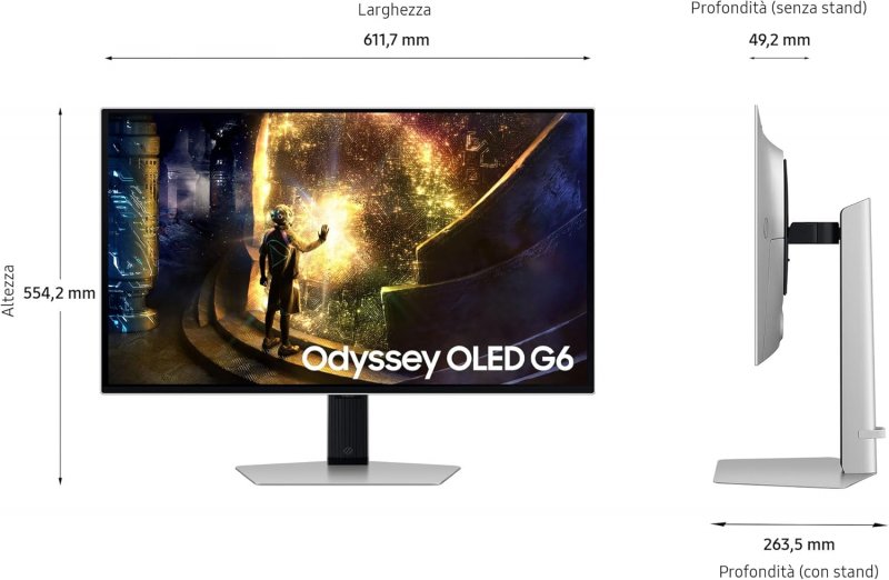 Le dimensioni del monitor Gaming Odyssey OLED G6