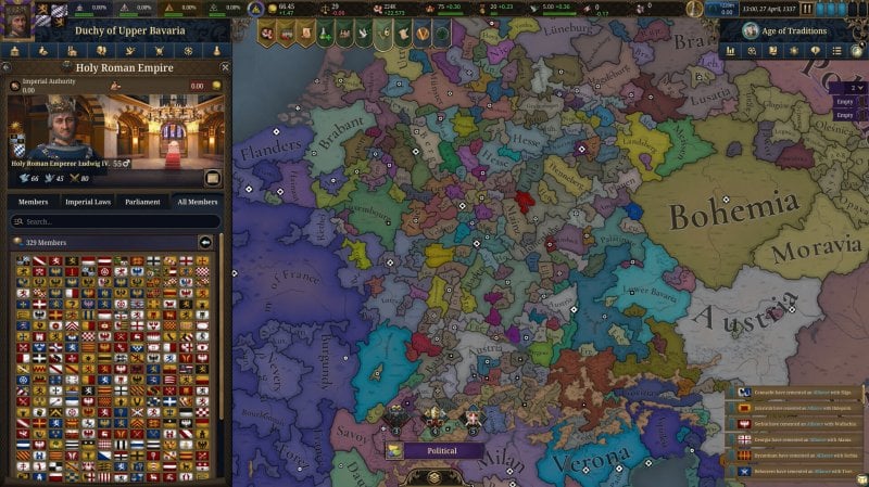 L'interfaccia di Europa Universalis V L'interfaccia di Europa Universalis V