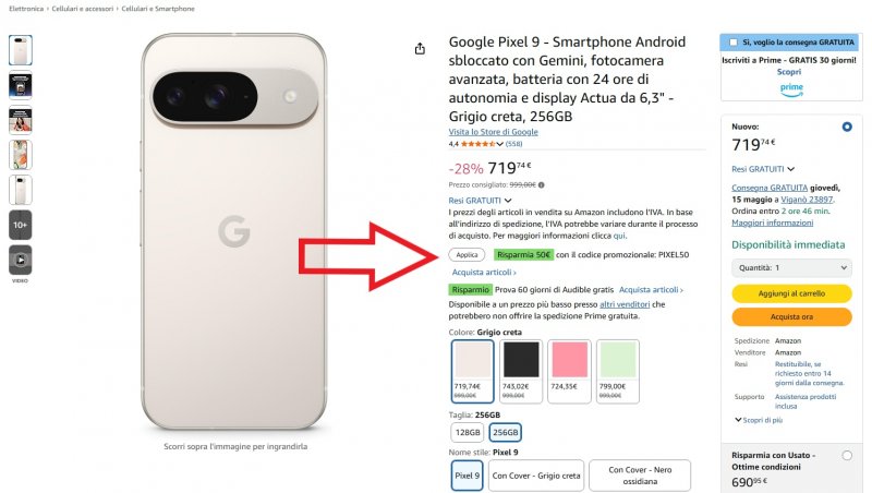 Dove attivare il codice promozionale per Google Pixel 9