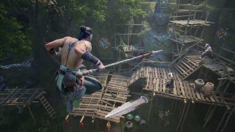 Il protagonista si lancia da una piattaforma