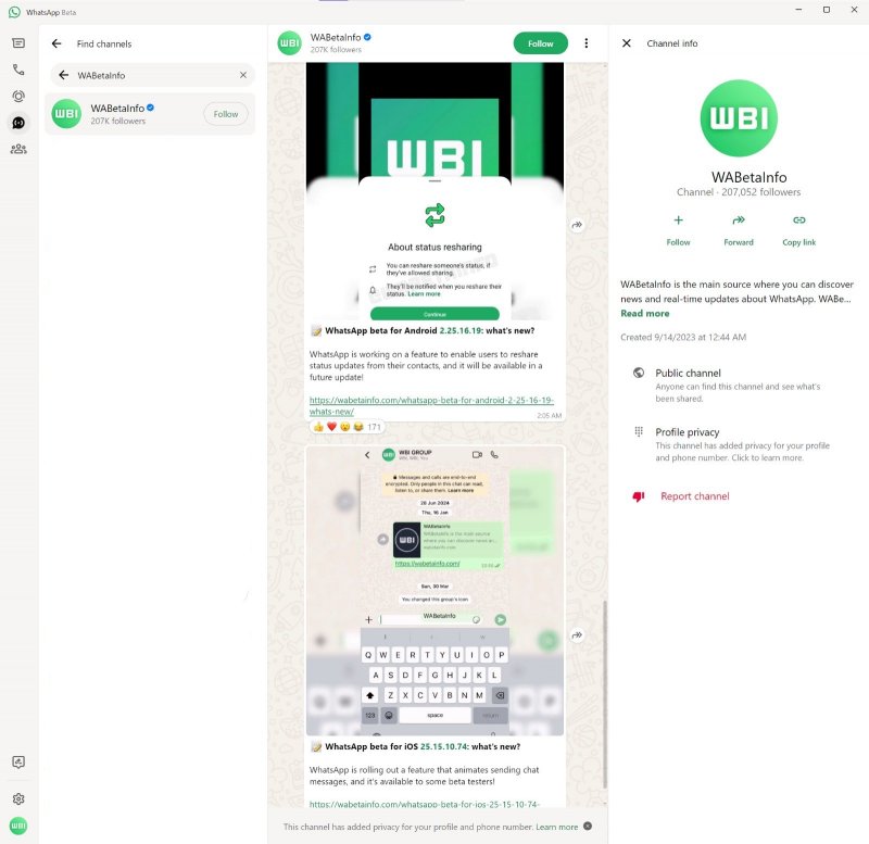 La nuova interfaccia di WhatsApp per Windows (fonte: wabetainfo) La nuova interfaccia di WhatsApp per Windows (fonte: wabetainfo)