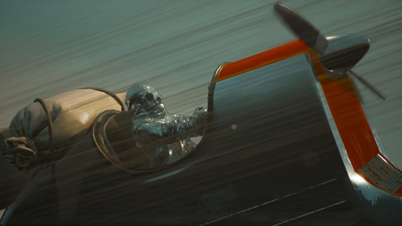 L'aero-slitta utilizzata dal protagonista ha un classico design retro-futuristico