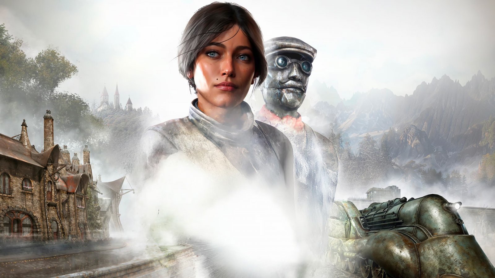Kate Walker e il suo automa in un artwork di Syberia Remastered