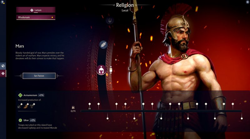 Marte è una delle divinità alla quale potremo dedicare i nostri templi in Anno 117: Pax Romana