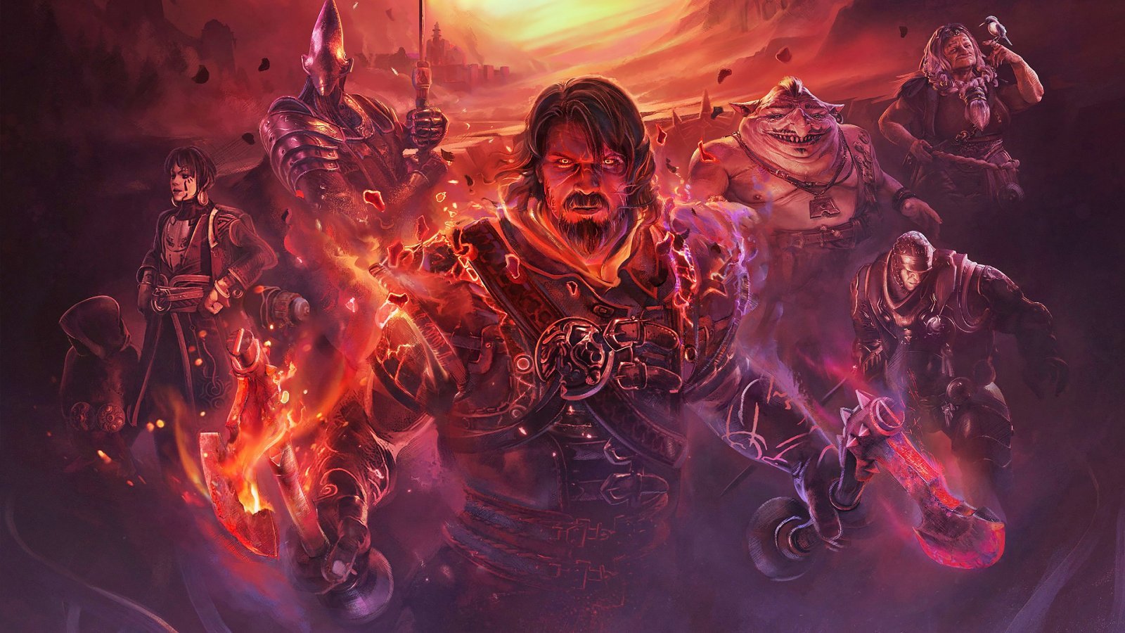 Un'illustrazione col cast di personaggi di Blades of Fire