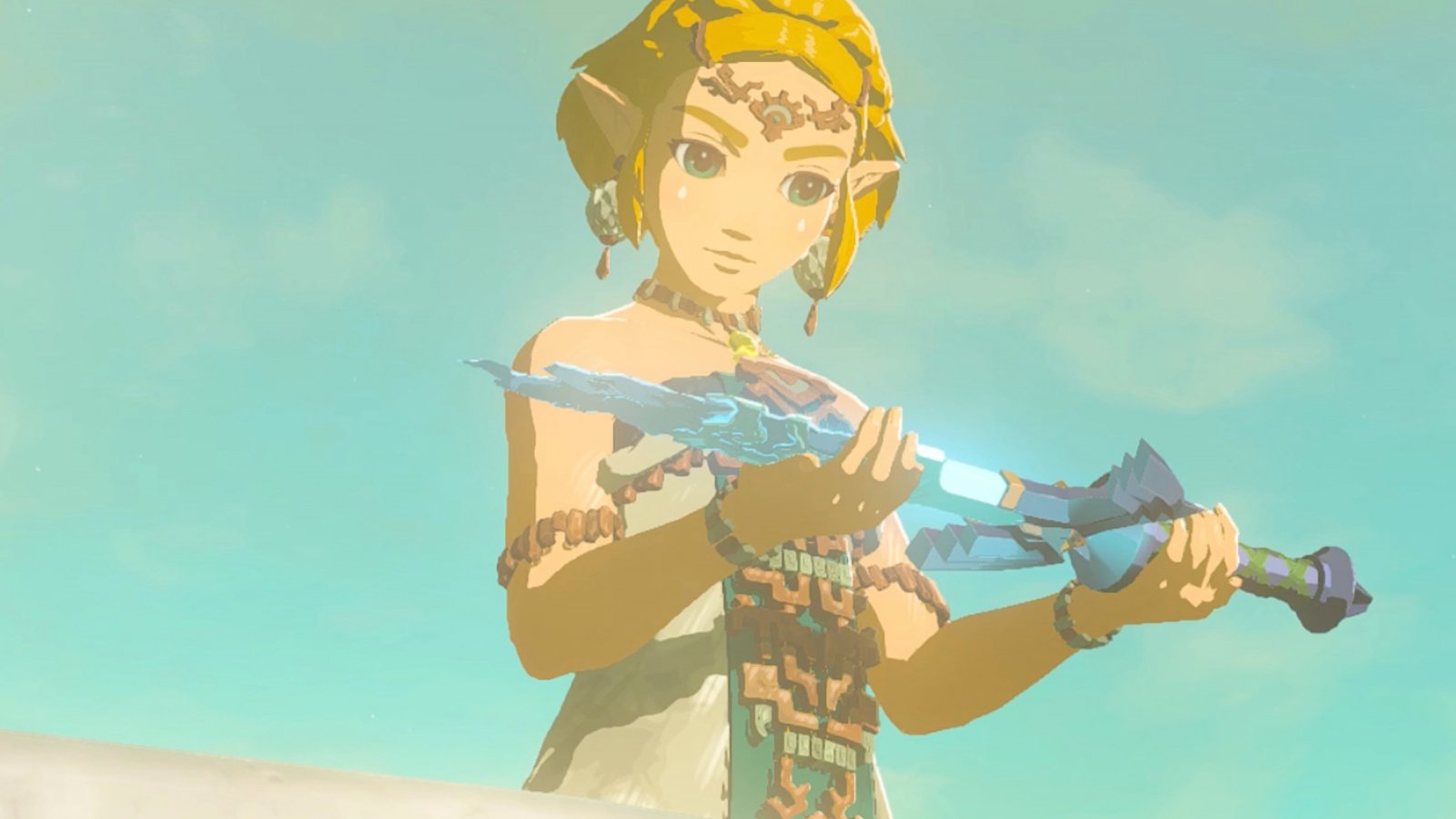 Zelda da Tears of the Kingdom con in mano una spada