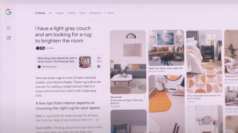 Un esempio di ricerca con AI Mode per lo shopping assistito