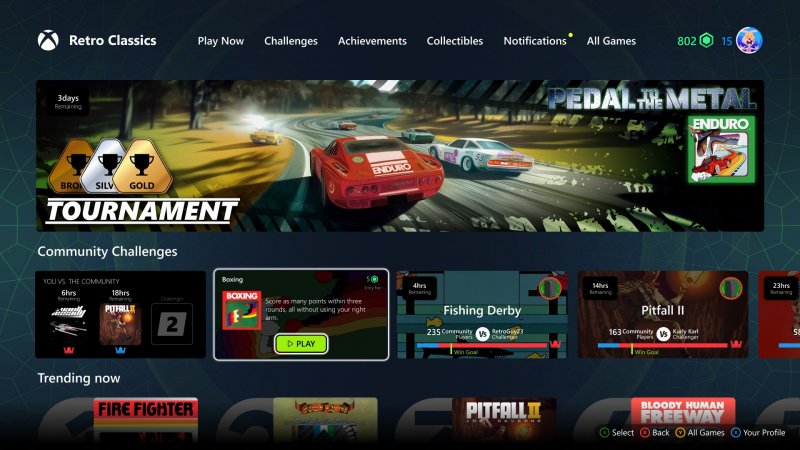 Il menu di Retro Classics