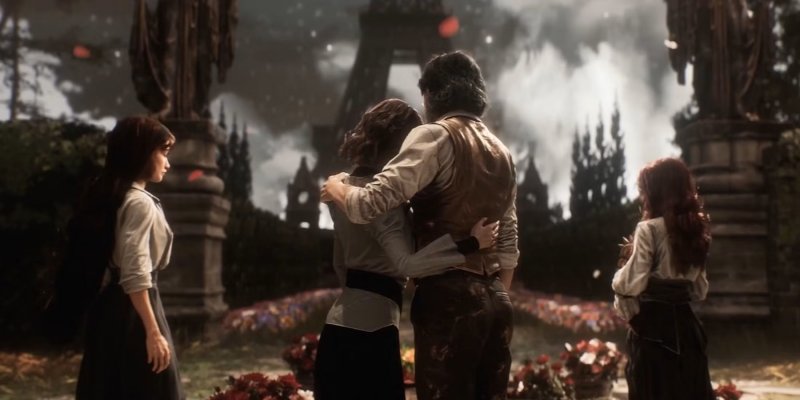 La famiglia Dessendre riunita sulla lapide di Verso