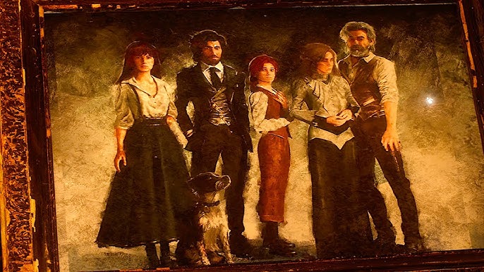 La famiglia Dessendre da sinistra a destra: Clea, il cane Monoco, Verso, Maelle, Aline e Renoir