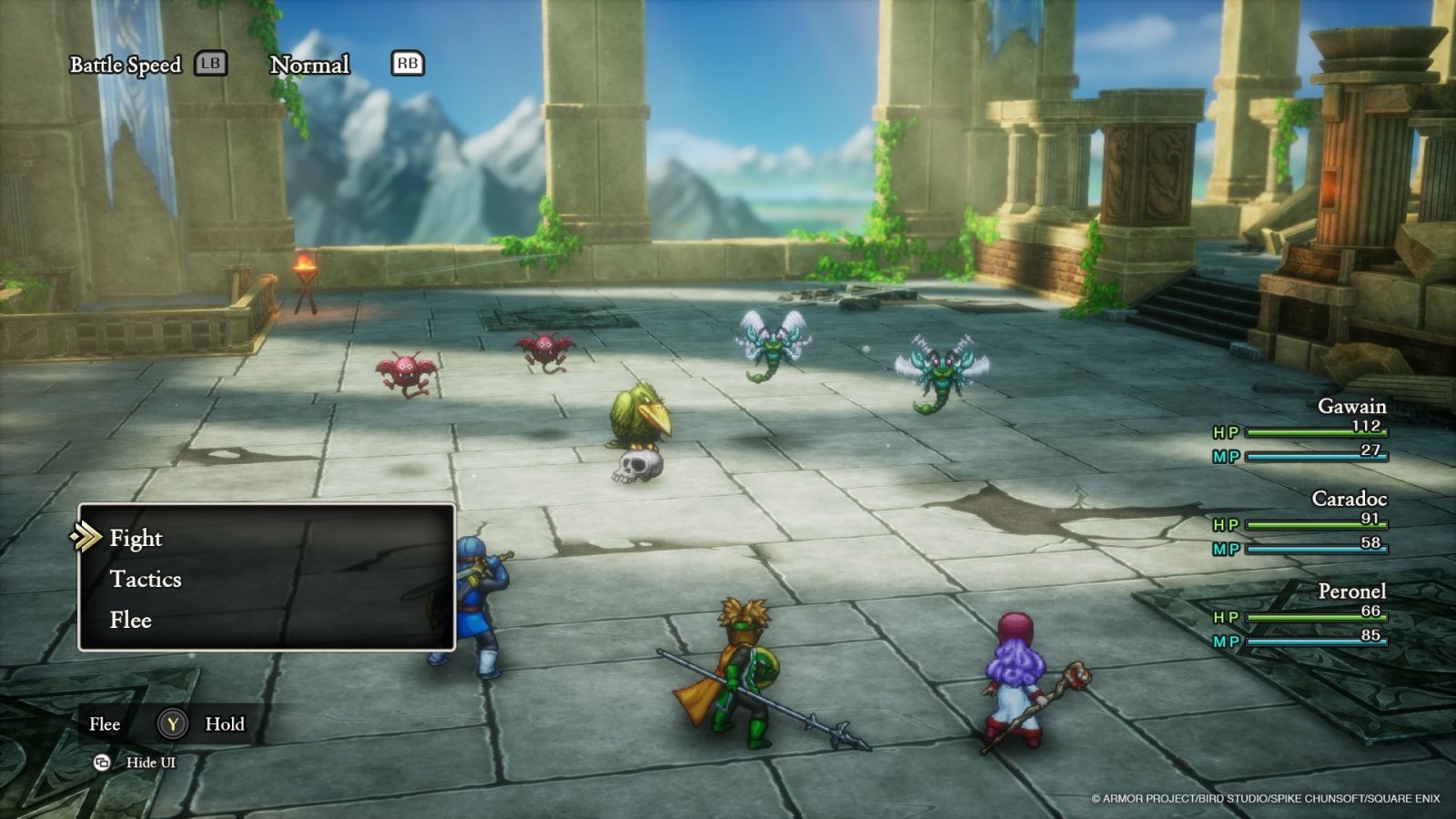 Un combattimento in Dragon Quest I & II HD-2D Remake