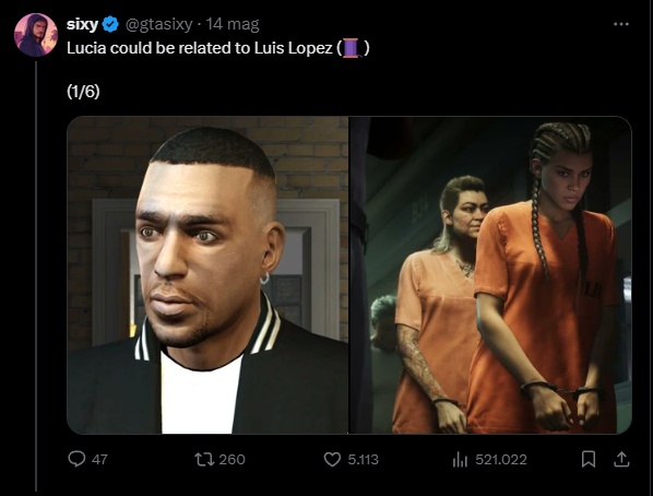 Il tweet di GTA6Sixy