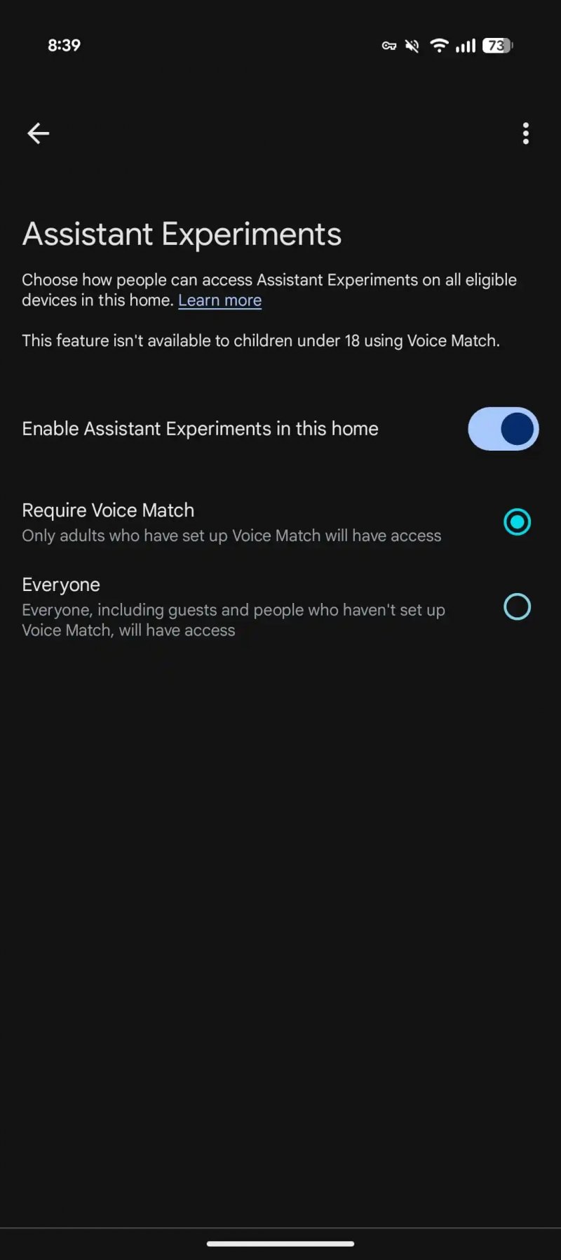 Come attivare i Voice Assistant Experiments
