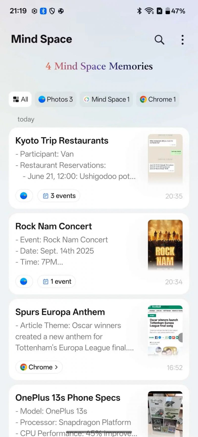 L'interfaccia di Mind Space per dispositivi OnePlus